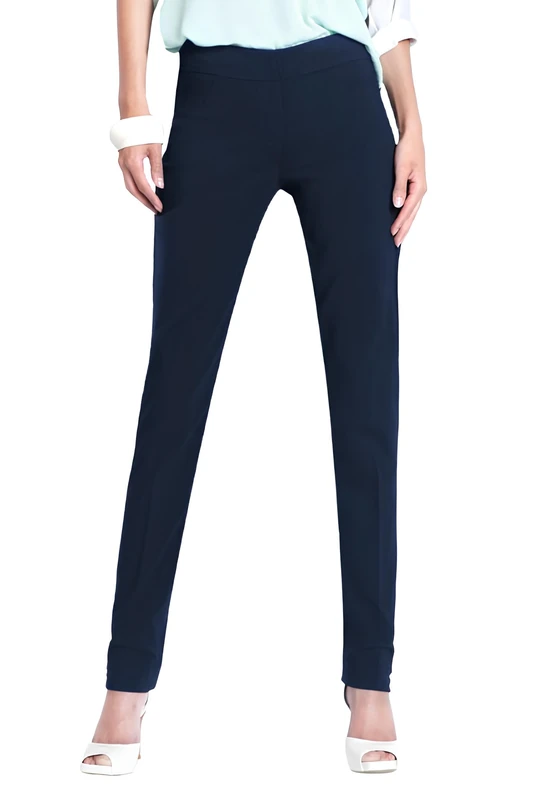 SLIM-SATION Women's Wide Band Regular Length Pull-On Straight Leg Pant with Tummy Control, Midnight, 4 - Image 1
