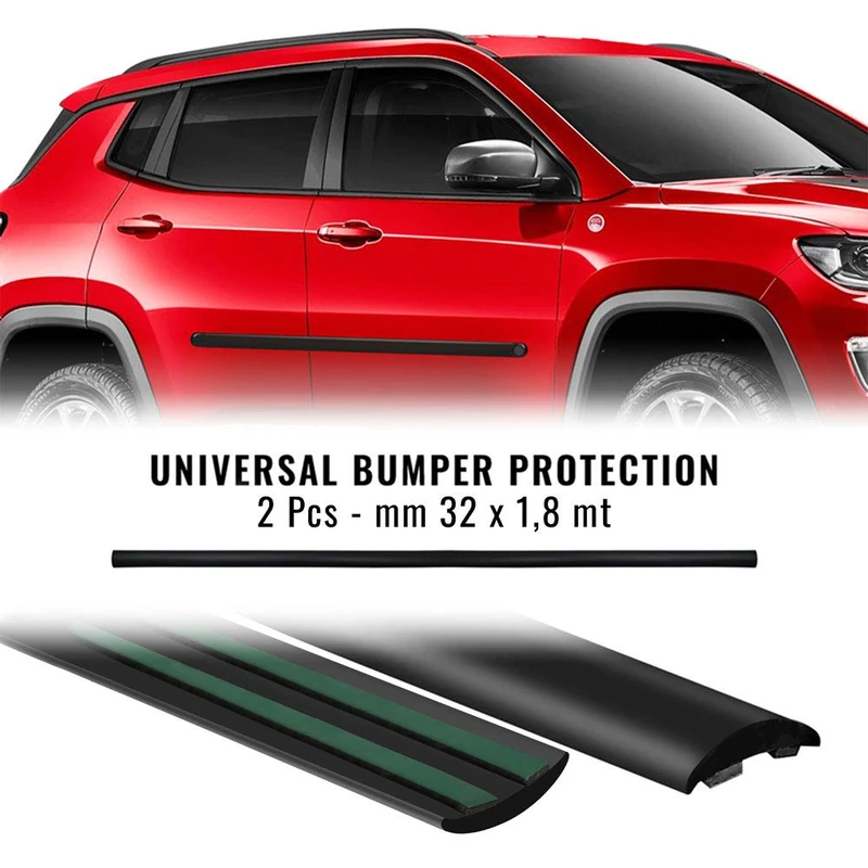 4R Quattroerre.it 12540 Car Bumper Moulding Bumper Bumper 32 mm x 1.8 m, 2 Pieces