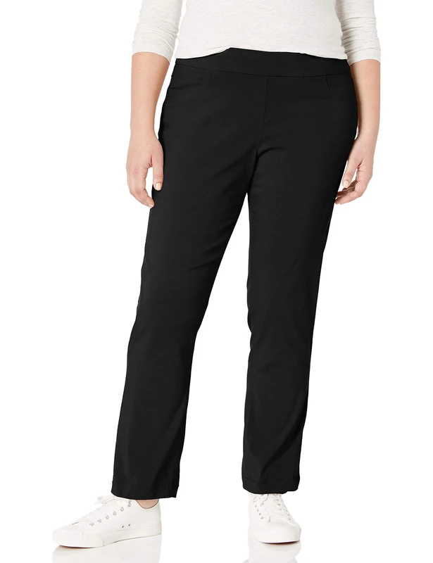 SLIM-SATION Women's Plus-Size Pull-On Straight-Leg Pant,Black,20W
