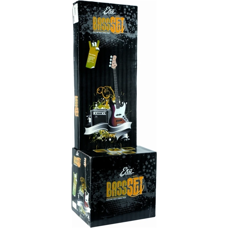 EKO EB-29 PACK BLACK Electric Bass Set with Amplifier, Electric Tuner, Replacement Strings and Shoulder Strap, Black