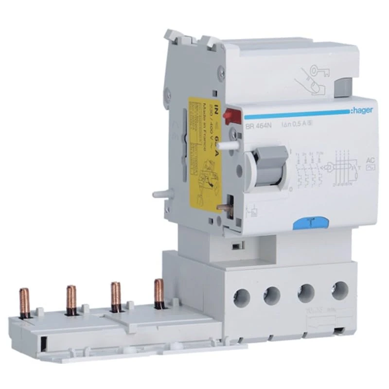 Hager BR464N Differential Block Type AC, Selective, 4P, 63A, 500mA