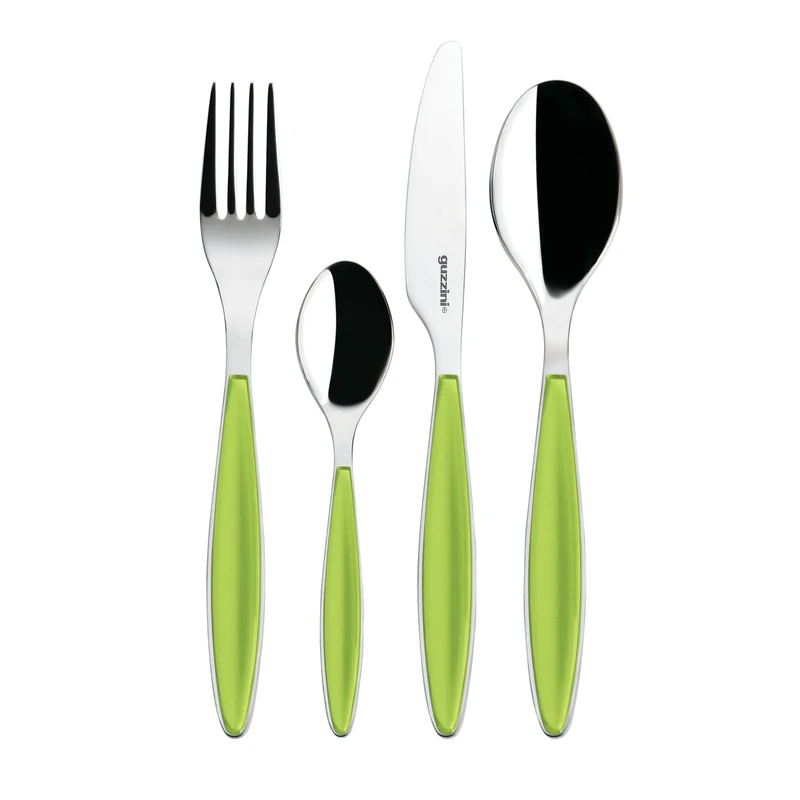 Guzzini - Feeling, 24-Piece Cutlery Set - Apple Green, 15.8 x 7.5 x h25.5 cm - 23000084
