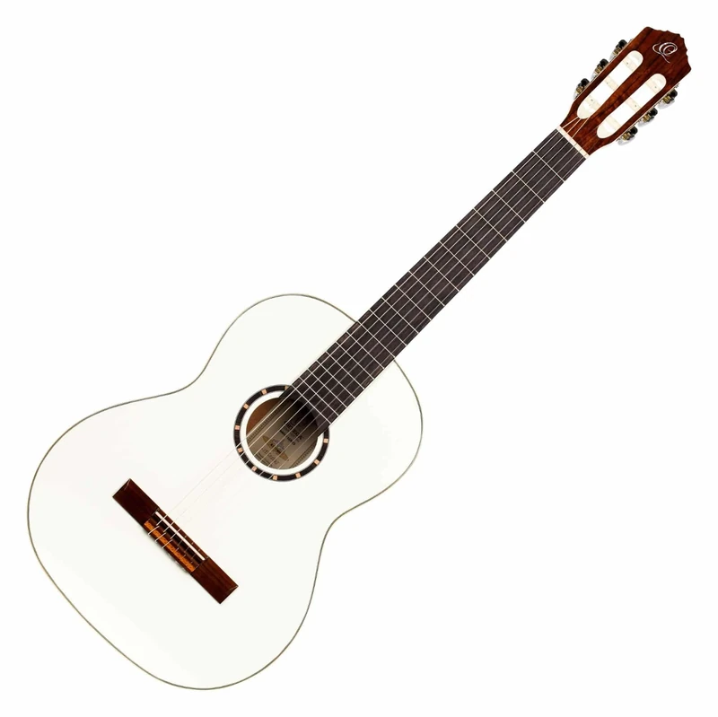 Ortega Guitars 4/4 Classical Guitar – Slim Neck – Family Series – Including Gig Bag – Spruce, Mahogany, White (R121SNWH)