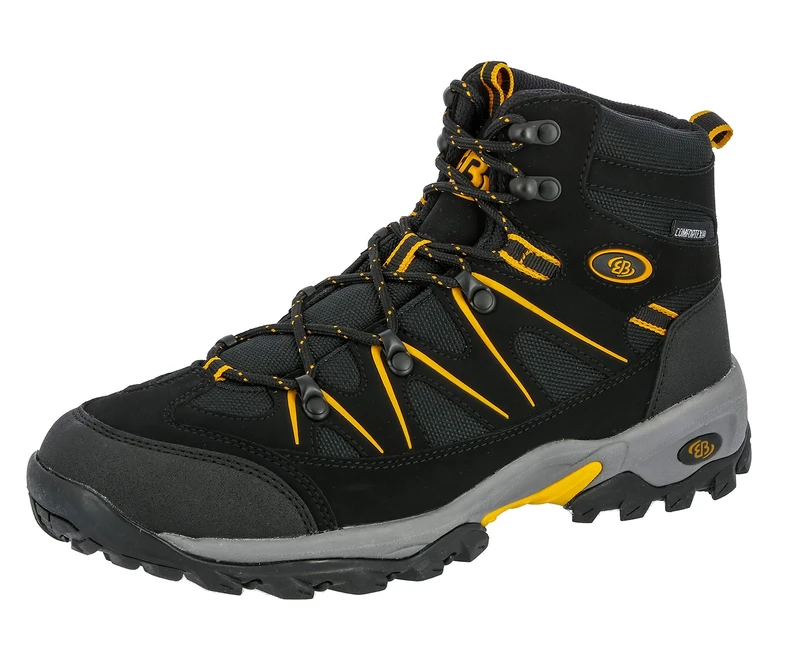 Brütting Men’s Mount Hunter High High Rise Hiking Shoes, Black (Black/Yellow), 13 UK
