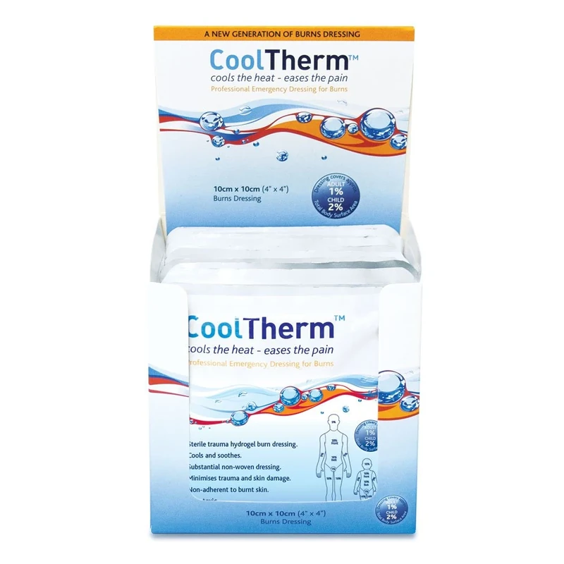 Reliance Medical CoolTherm Safe, Non-Adherent, Sterile Burn Dressing to Cool The Heat & Ease The Pain - Pack of 15 (10 x 10 cm)