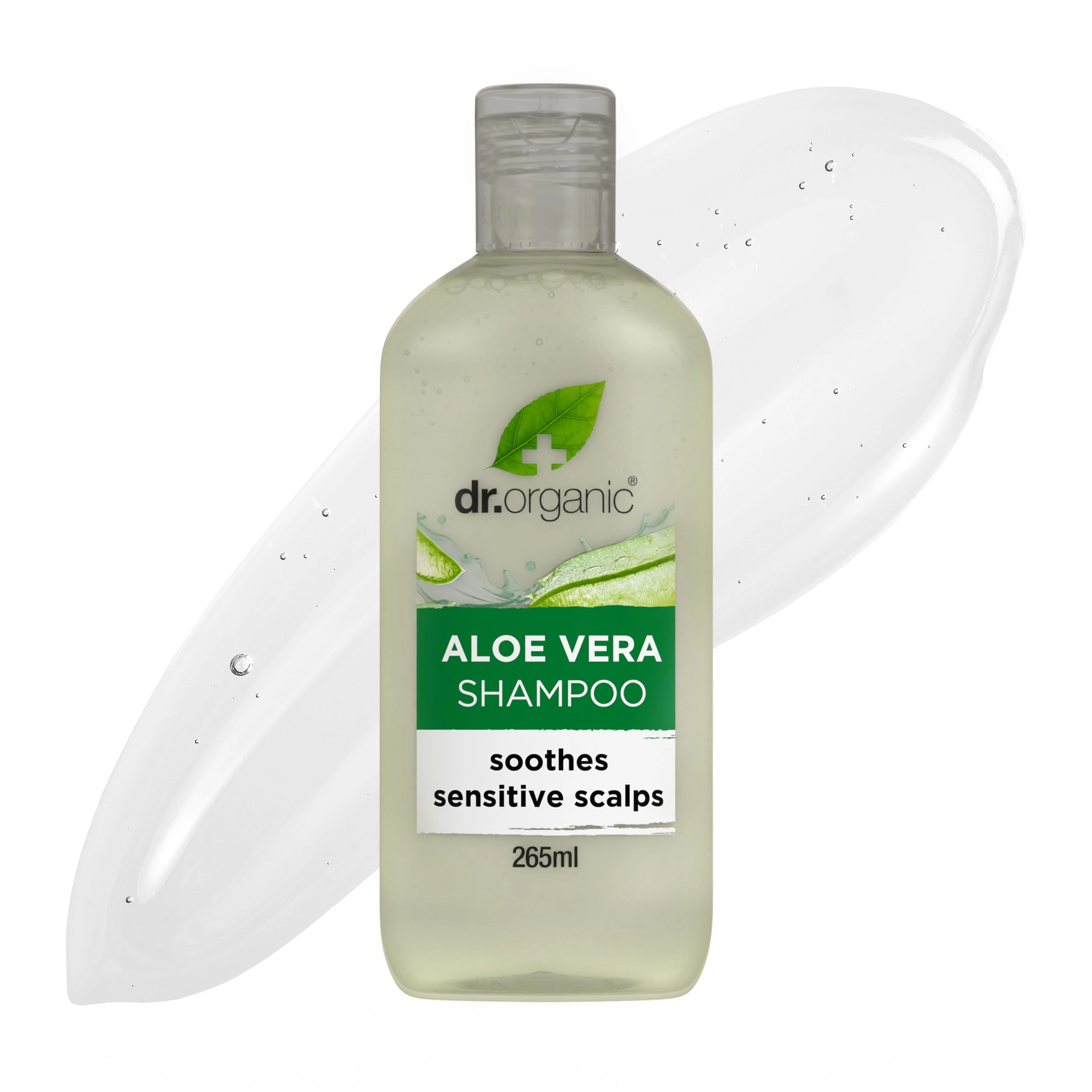 Dr Organic Aloe Vera Shampoo, Soothing, All Hair Types, Natural, Vegan, Cruelty-Free, Paraben & SLS-Free, Recyclable & Recycled Ocean Bound Plastic, Certified Organic, 265ml, Packaging may vary