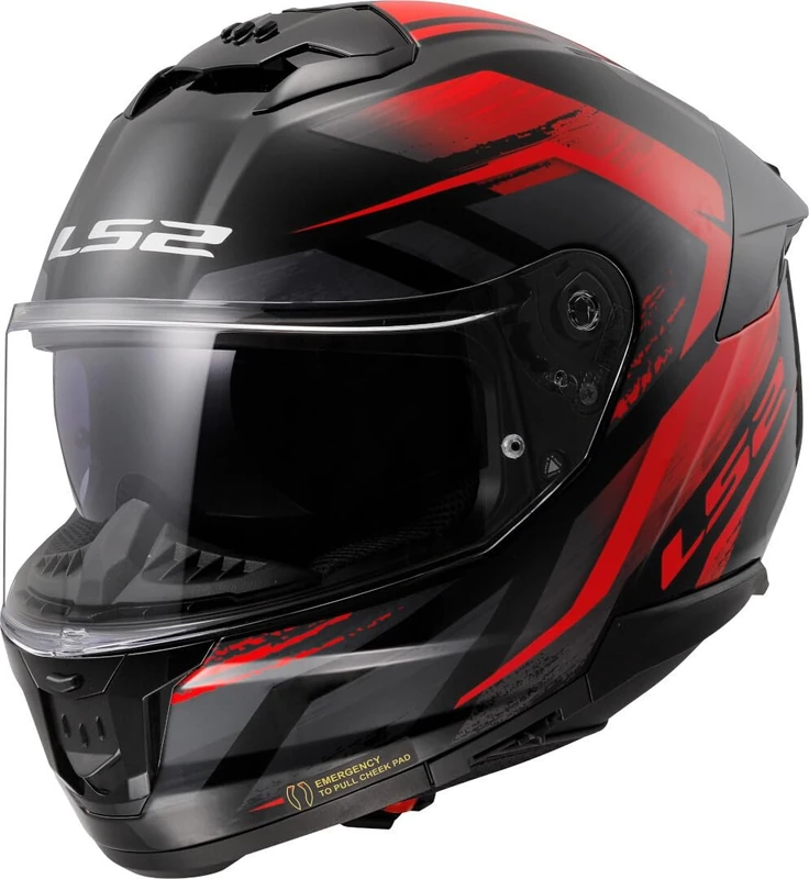 LS2 FF808 Stream II Dual Visor Full Face Motorcycle Helmet. FURY BLACK RED (S)