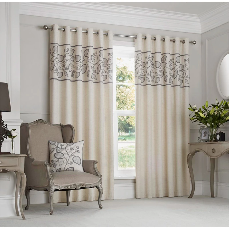 Just Contempo Leaf Eyelet Lined Curtains - 66x54 Inch Pair