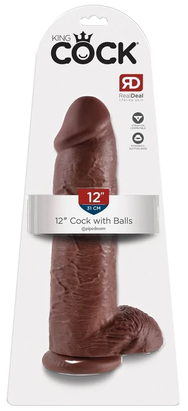 King Cock 12" Cock with Balls Brown 30 cm