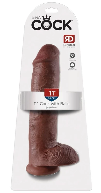King Cock 11" Cock with Balls Brown 28 cm