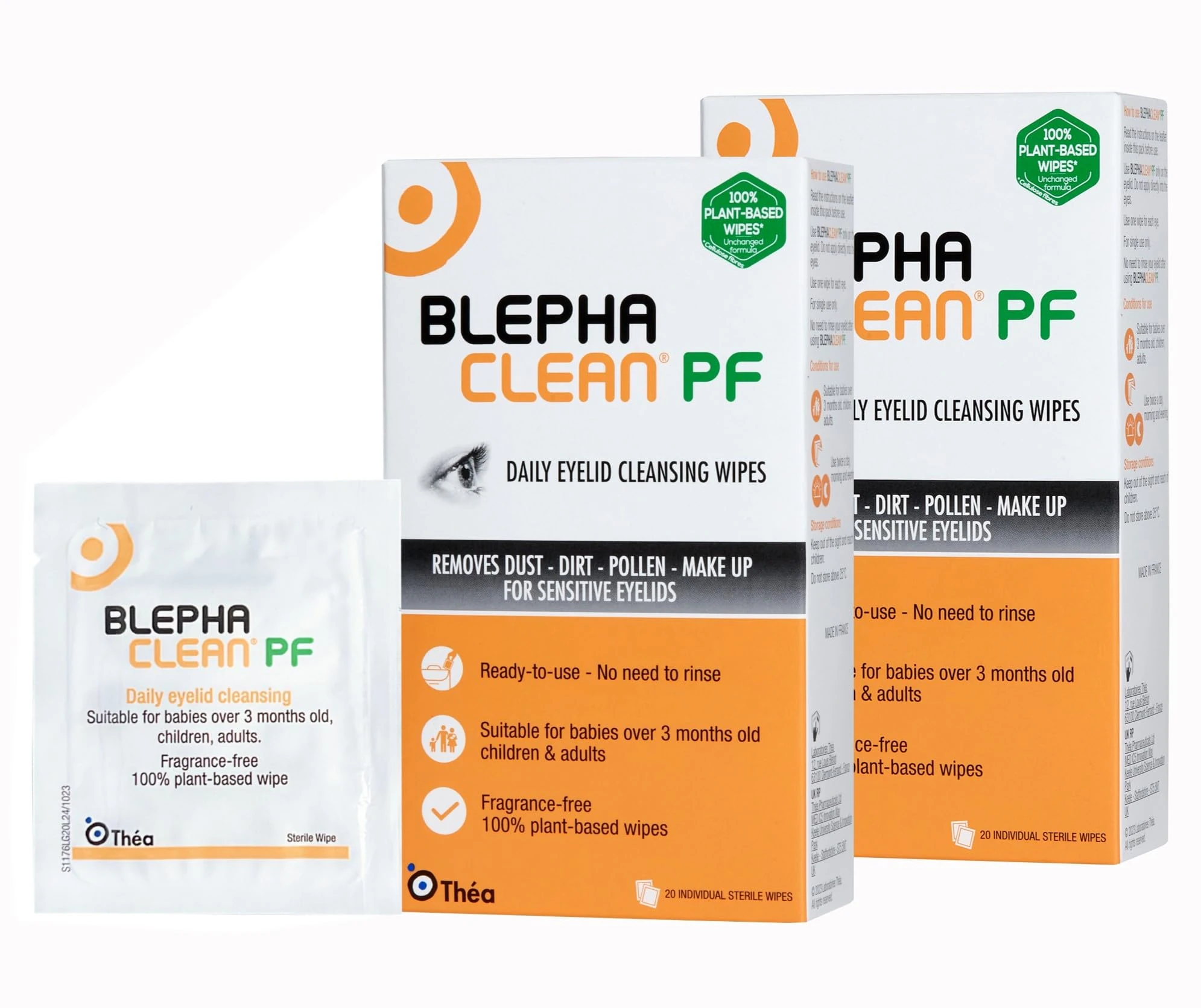 Blephaclean PF Daily Eyelid Cleansing Wipes - Gentle, Sterile Wipes to Soothe & Cleanse Suitable for Sensitive Eyelids |Plastic-Free |Suitable for Babies (3+ Months), Children, Adults |2 PACK|40 Wipes