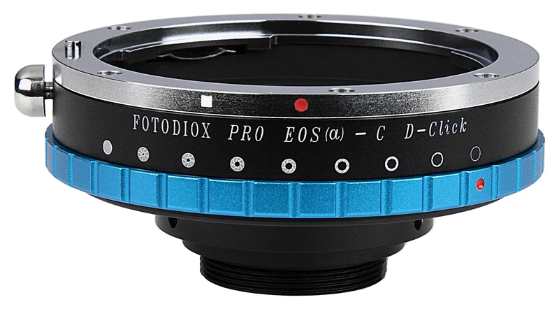 Fotodiox Pro Lens Adapter w/Built-in De-Clicked Aperture Iris, Canon EOS EF Lens (NOT EF-S) to C-Mount Cine & CCTV Cameras