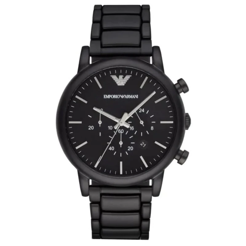 EMPORIO ARMANI Luigi Men's Quartz Watch with Black Dial and Black Stainless steel Bracelet AR1895