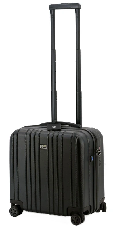 JSA 2 in 1 Reisetrolley, Rollkoffer aus ABS Kunststoff, Reisekoffer mit doppelten 360° Leichtlaufrollen Hand Luggage 41 centimeters 30 Black (Schwarz Matt)