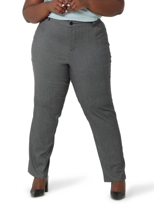 Lee Women's Plus Size Relaxed Fit All Day Straight Leg Pant, Black, 30 Plus