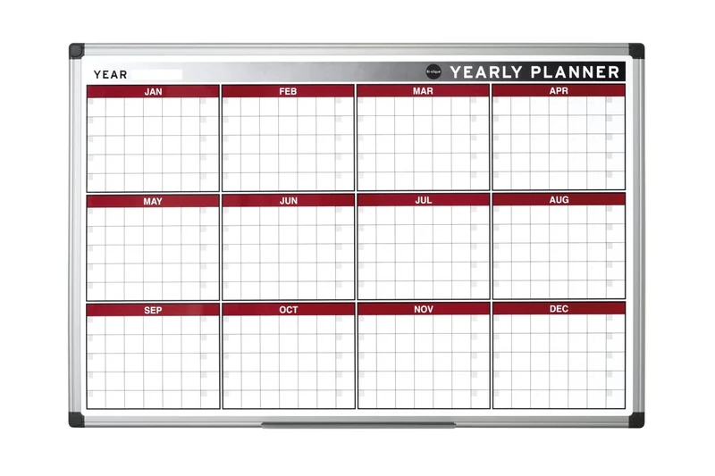 Bi-Office Annual Planner, Magnetic, Aluminium Frame, 90 x 60 cm