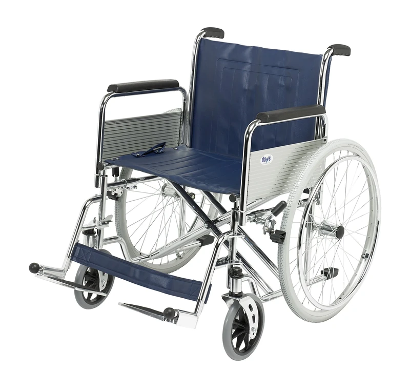 Days Heavy Duty Self-Propelled Wheelchair, 56cm (22"), Non- Folding Back, Detachable Swing Away Footrests and Armrests, Folds for Transport, Easy for Caregivers, (Eligible for VAT relief in the UK)