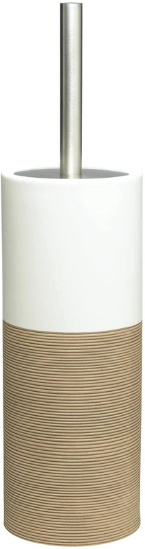 Sealskin Doppio Toilet Brush and Holder, Porcelain, Sand, 10.1 x 38.3 x 10.1 cm