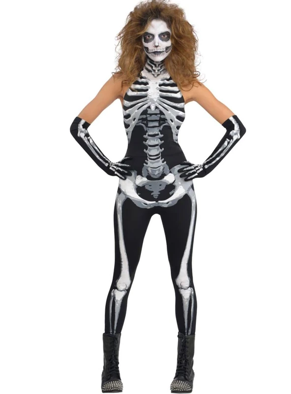 amscan 844639 Adults Sexy Bone-A-Fied Babe Fancy Dress Halloween Skeleton Costume UK Dress 8-10