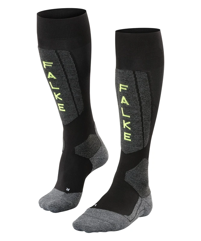 FALKE Men's SK5 Expert M Kh Silk Warm Thin 1 Pair Skiing Socks, Black Black-Lightning 3171, 11-12.5 - Image 1