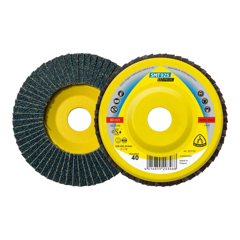 KLINGSPOR SMT 925 Abrasive Mop Disc 115 x 22,23 MM/Pack of 10/60–Grit Straight 321674