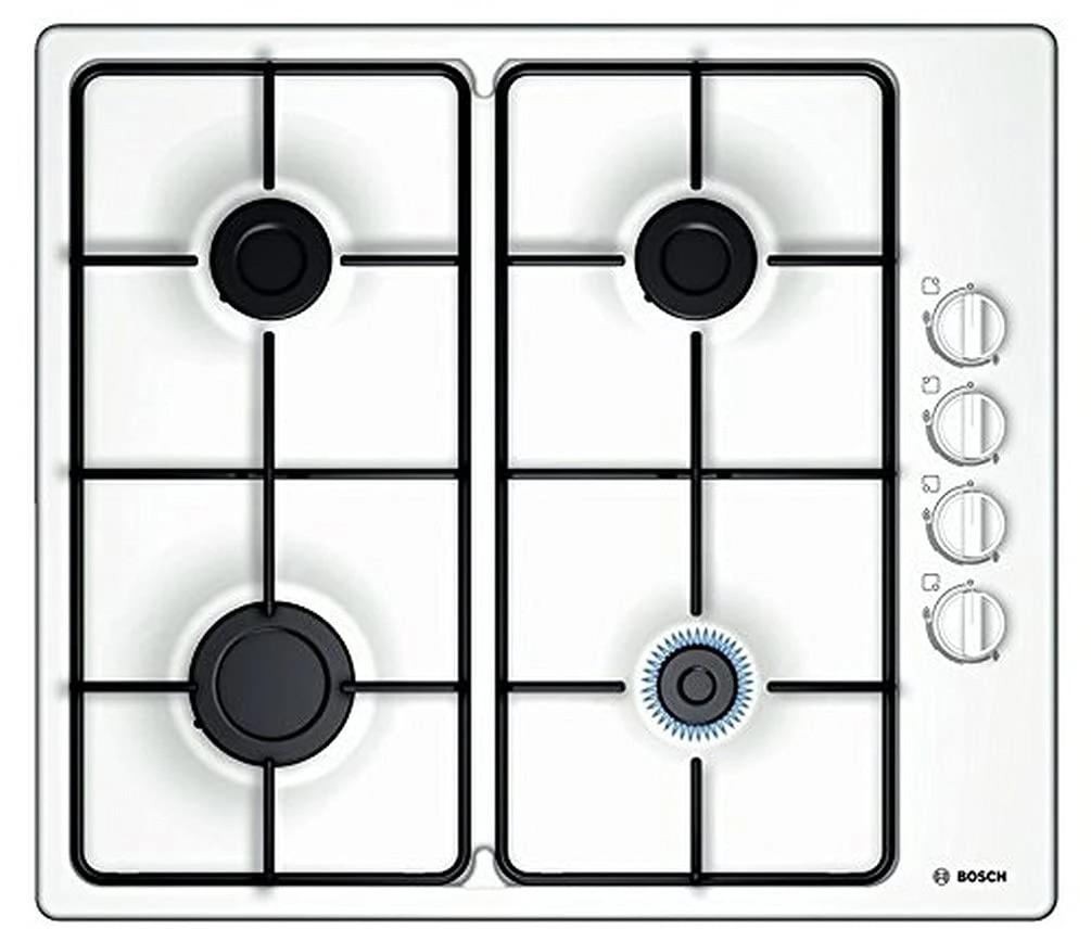 Bosch 58 cm x 51 cm White Gas Hob with 4 Burners and Electronic Ignition