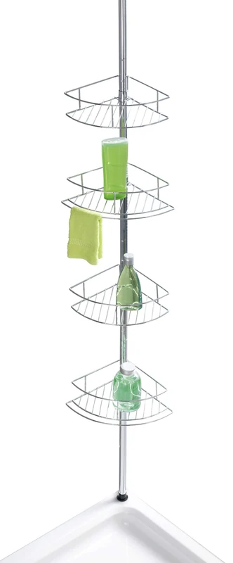 WENKO 21803100 Telescopic corner shelf Dolcedo, Stainless steel, 31 x 65-275 x 23 cm, Shiny