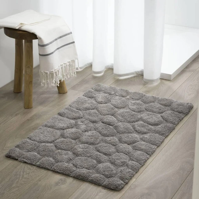 Sealskin Pebbles Bath Mat, Cotton, Grey, 60 x 1.5 x 90 cm - Image 1