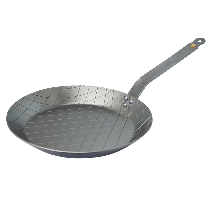 DE BUYER Mineral B Carbon Steel Steak Pan - 9.5” - Ideal for Searing & Browning Meat - Naturally Nonstick - Made in France