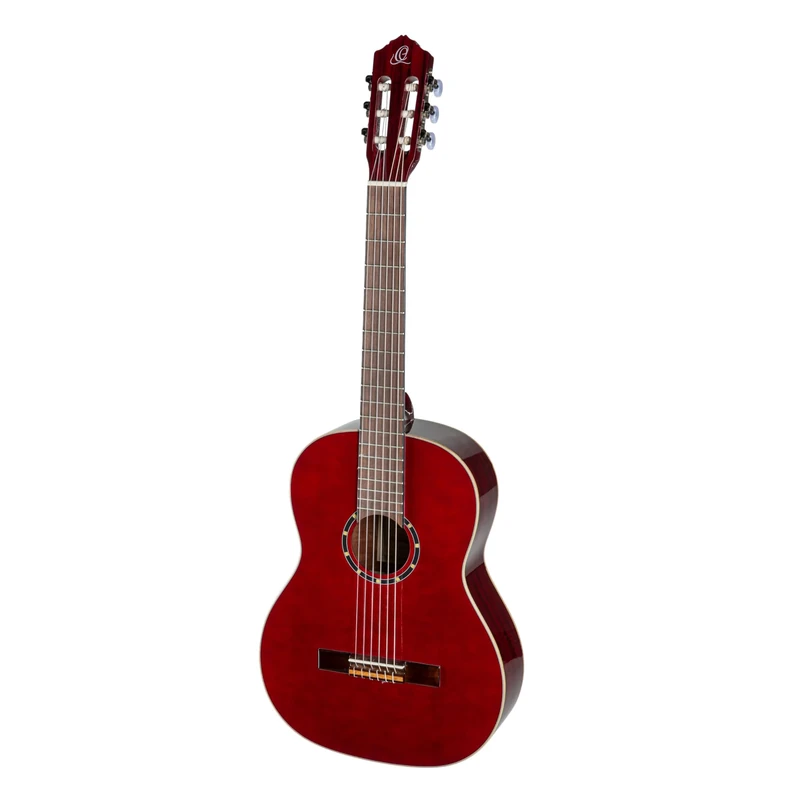 Ortega Guitars Classical Guitar Left-Handed – 4/4 – Family Series – Including Gig Bag – Spruce, Mahogany, Red (R121LWR)