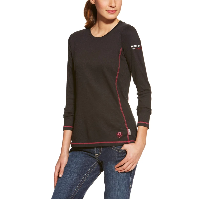 ARIAT Women's Flame Resistant Polartec Powerdry Top Shirt, Black, M