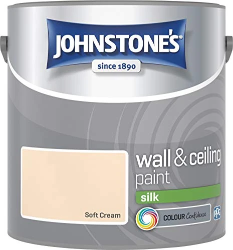 Johnstone's - Wall & Ceiling Paint - Soft Cream - Silk Finish - Emulsion Paint - Fantastic Coverage - Easy to Apply - Dry in 1-2 Hours - 12m2 Coverage per Litre - 2.5L