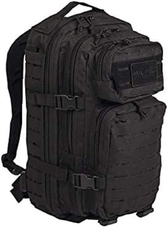 Mil-Tec US Assault Pack Laser Cut Backpack, womens unisex_adult mens, 14002702_SML, black, L