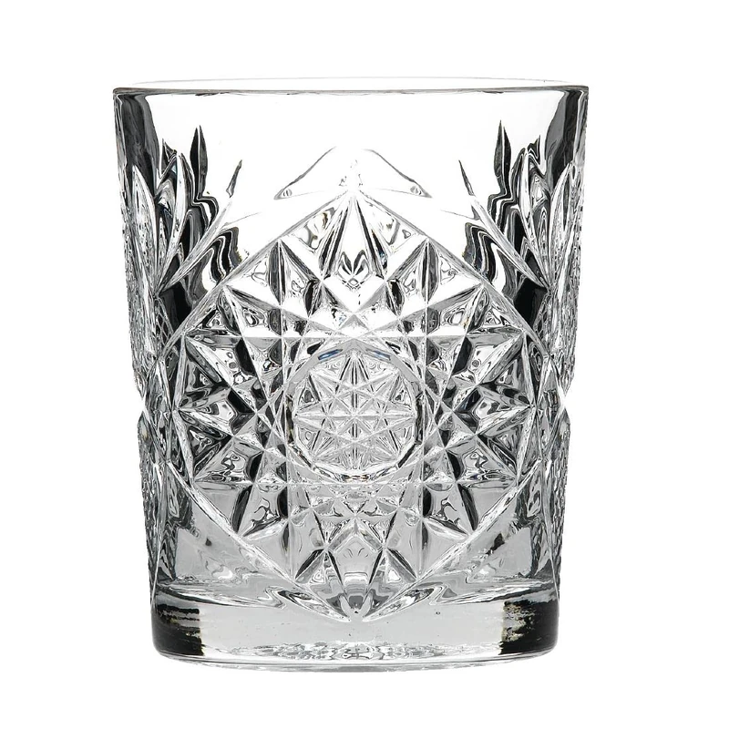 Hobstar Double Old Fashioned Glasses 12oz / 340ml - Set of 12 - Vintage Cut Glass Whisky Tumblers