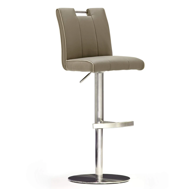 Robas Lund CA.STA Bar Stool Leather/Stainless Steel Round / 360 Degree Rotatable Approx. 42 x 87-112 x 51 cm Cappuccino - Image 1
