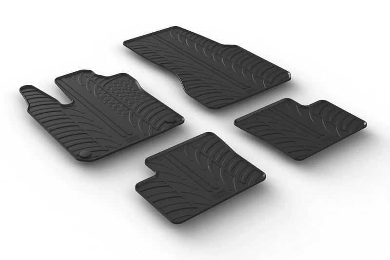 Rubber Mat Set Compatible with Smart ForFour 453 2014- (T Profile 4-Piece + Mounting Clips)