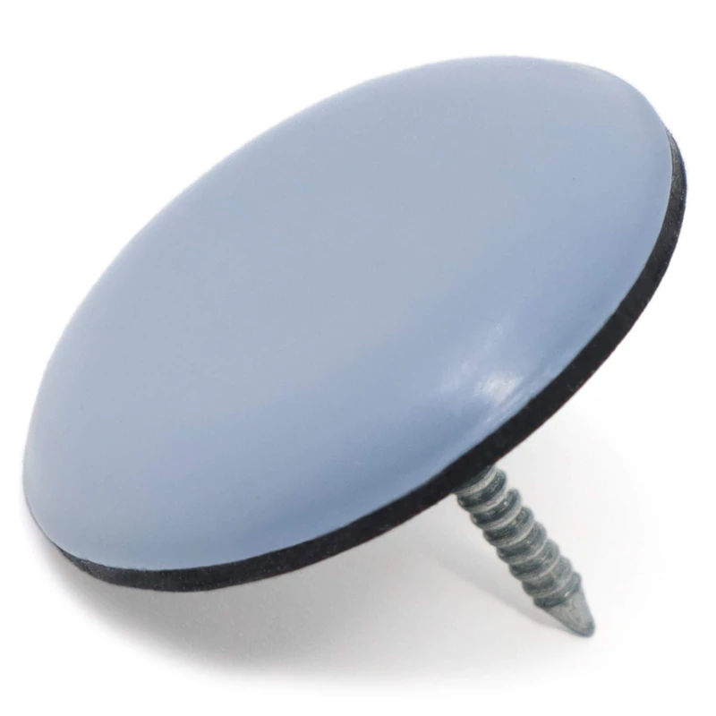 Adsamm® / 32 x PTFE Glides with nail | Ø 1,18'' (Ø 30 mm) | grey-blue | round | Premium quality furniture sliders with nail by Adsamm®