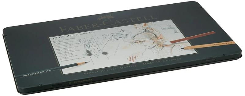 Faber-Castell Pitt Monochrome Professional Quality 33-Piece Set in a Metal Case