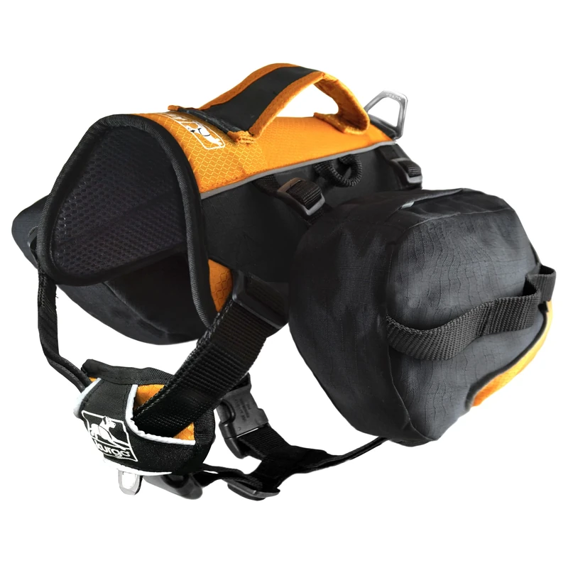 Kurgo Baxter Dog Backpack, Hiking Pack for Dogs, Lightweight, Reflective, Black/Orange