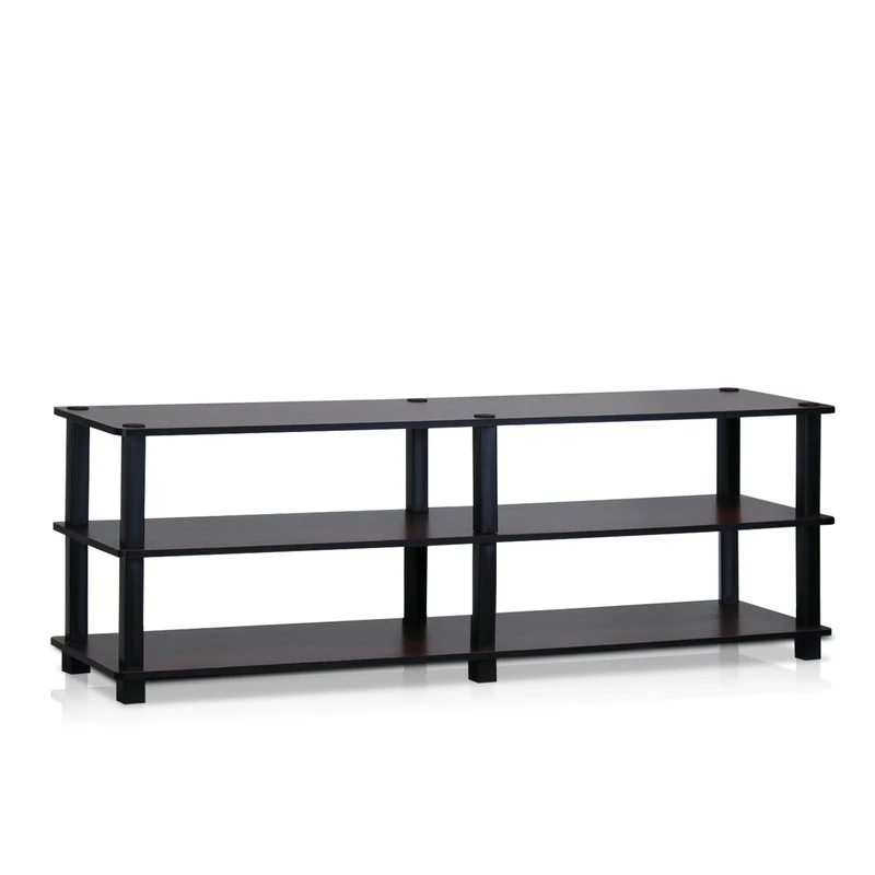 Furinno TURN-S-TUBE TV Stand, 3-Tier No Tools Entertainment Center, TV Console for TV up to 46 Inch, for Living Room, Bedroom, Dark Cherry