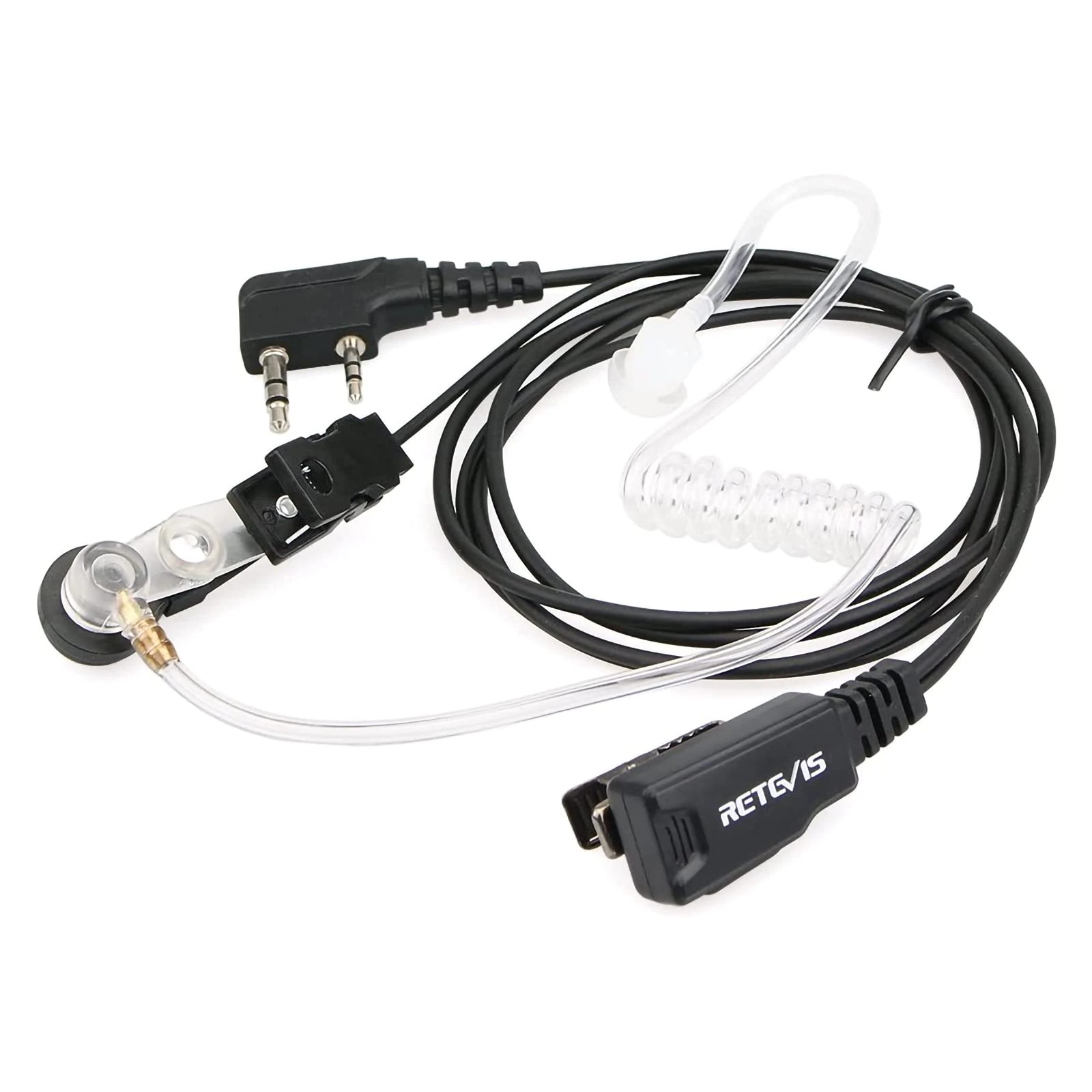 Retevis 2 Pin Walkie Talkie Earpiece with Mic,Radio Acoustic Tube Security Headset Compatible RT24 RT27 RT622 RT619 RT617 Baofeng UV-5R BF-888S Kenwood eSynic HYT etc(1 Pcs)