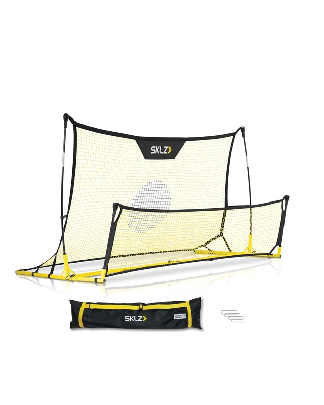 SKLZ Quickster Soccer Trainer, Portable Rebounder Net for Mastering Passing, Lightweight and Durable, Ideal for Home Practice, 1.2m x 1.2m - Black/Red, Perfect for All Skill Levels and Warmups