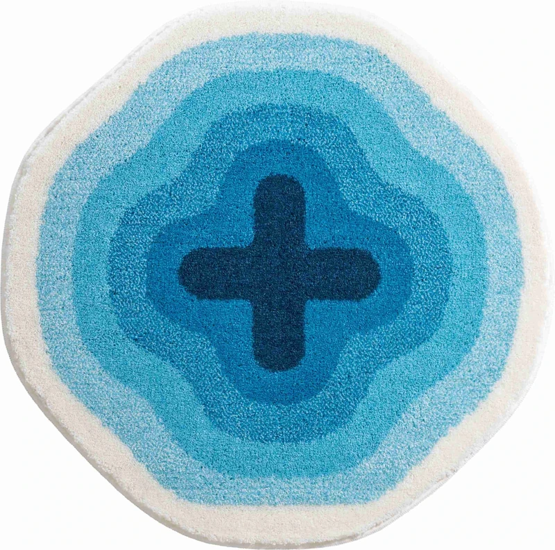 Grund Exclusive Designer bath mat KARIM RASHID, ultra soft and absorbent, anti slip, KARIM 03, 90 cm round, blue