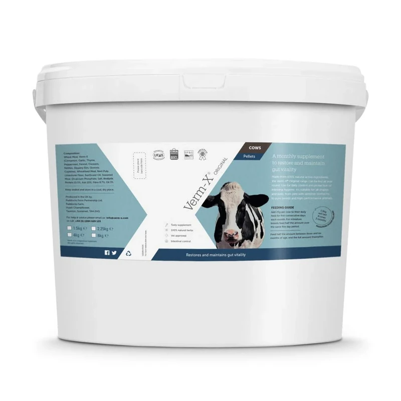 Verm-X Original All Natural Pellets for Cows. Approved for Use on Organic Farms. Supports Intestinal Hygiene. Vet Approved. Restores and Maintains Gut Vitality. Wormwood Free Recipe.
