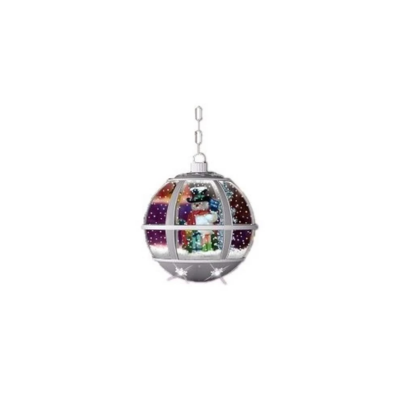 Renaissance 2000 Inc 12"x12"x12" Silver Hanging Snowman Snow Globe Lamp, Multicolor, 12 by 12 by 12"
