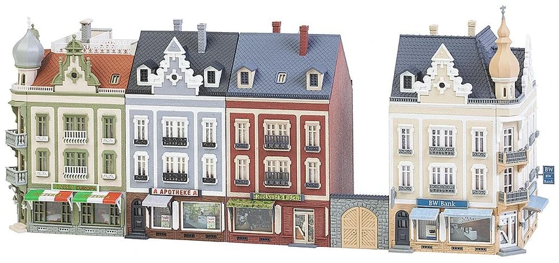 FALLER Town House Line Beethovenstraße Model Kit with 1084 Items 298 x 75 x 123 mm I Model Railway Accessories N I Model Railway N City