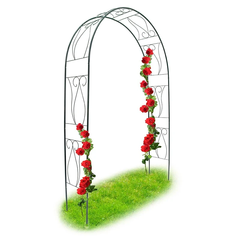 Relaxdays Trellis Archway, Powder-Coated Steel Support Arch for Climbing Plants, 2.3 m Tall, Dark Green