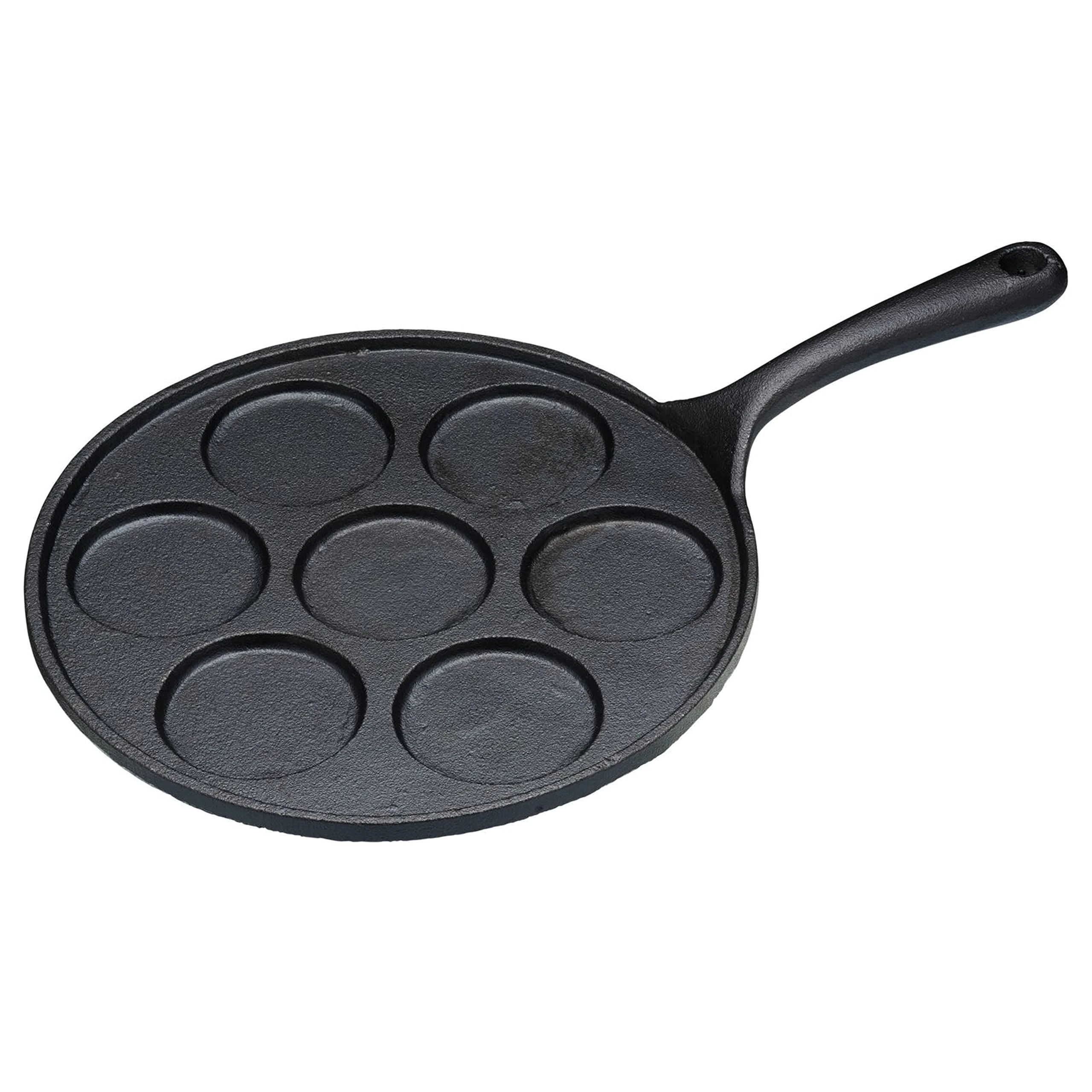 KitchenCraft 7-Hole Cast Iron Induction-Safe Blini Pan, 24 cm (9.5"), Black