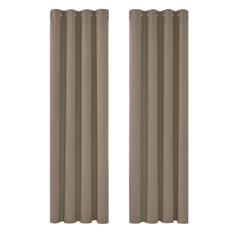 Deconovo Blackout Curtains for Living Room Super Soft Thermal Insulated Eyelet Curtains Bedroom 66 x 90 Inch Drop Tan Brown 1 Pair