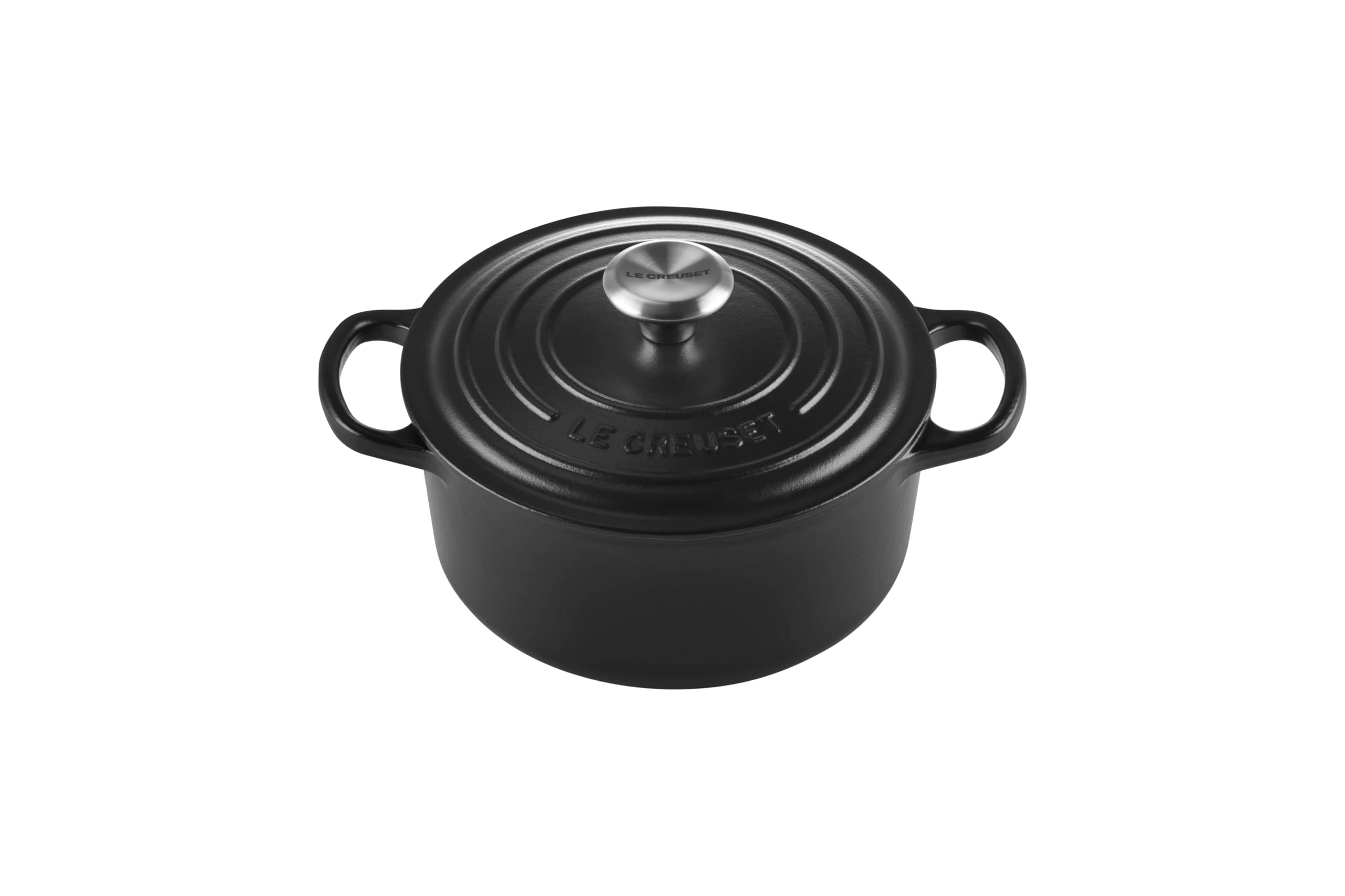 LE CREUSET Signature Enamelled Cast Iron Round Casserole Dish with Lid, 18 cm, 1.8 Litre, Matte Black, 21177180000430